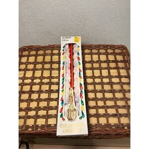 COLOR-FLO Rainbow Color Drip CANDLES 12" Vintage Retro Original Pkg Of 2 60s 70s